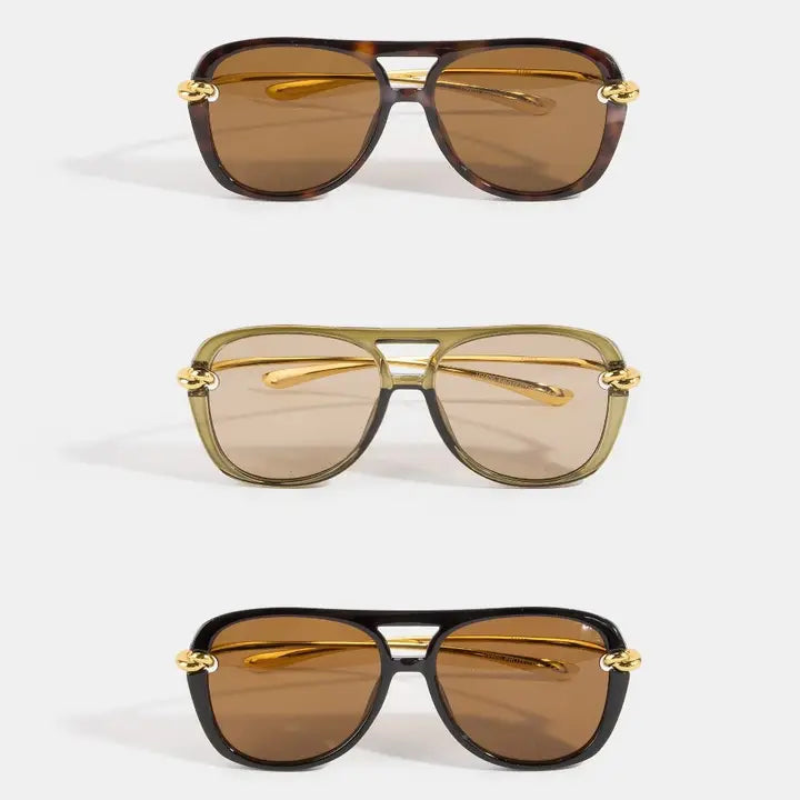 Knotted in Gold Aviator Sunglasses