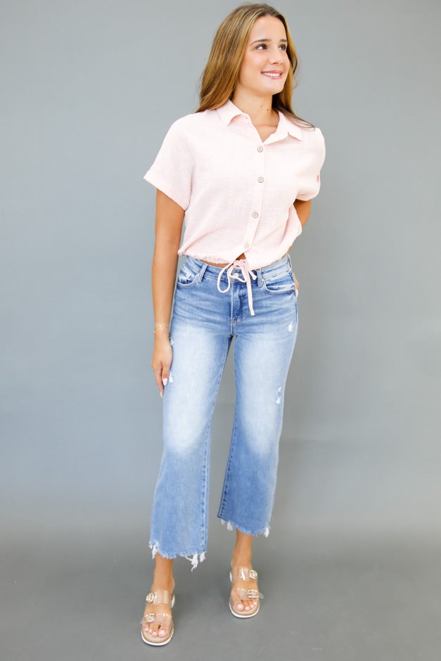 Pink Sands Drawstring Shirt *Final Sale*