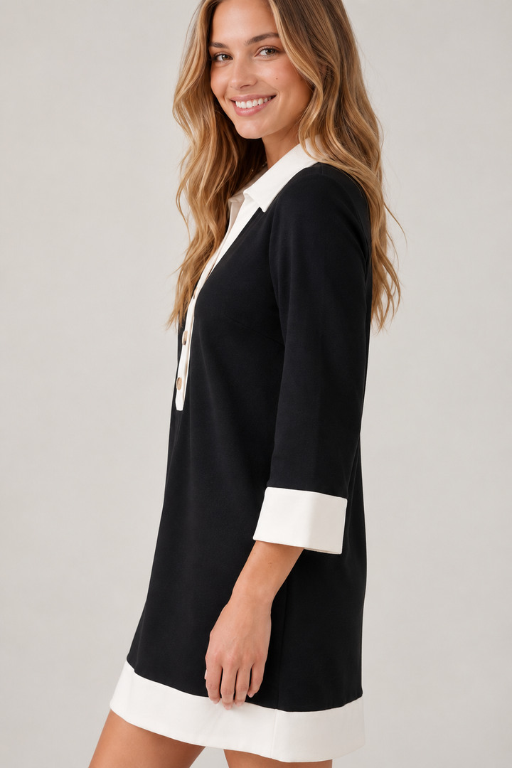 Soft Contrast Shift Dress