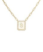 Initial Letter Rectangle Pendant Necklace