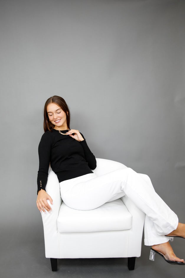 Midnight Charm Button Cuff Sweater