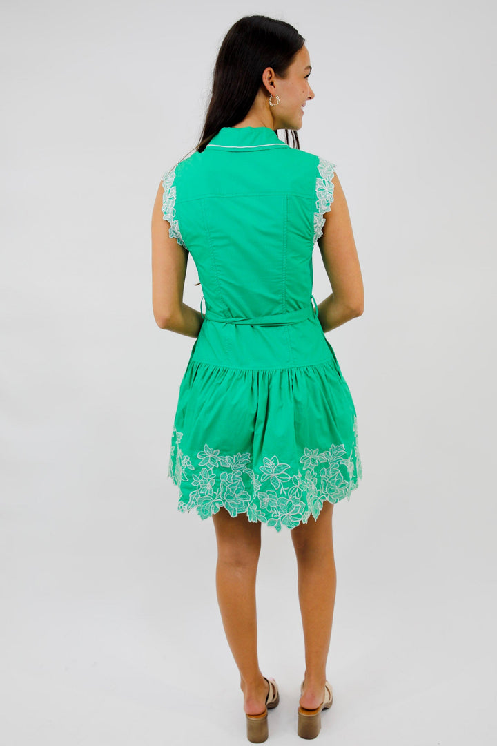 Emerald Lace Garden Mini Dress