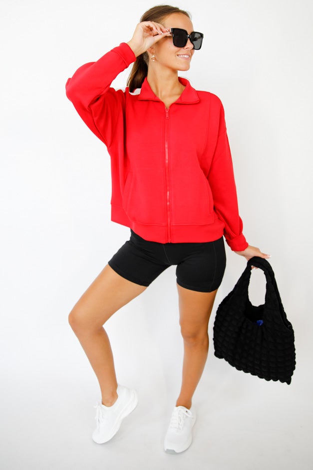 Contrast Stripe Zip-Up Jacket