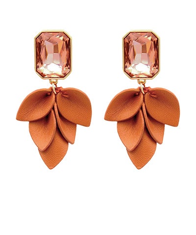 Gilded Leaf Crystal Drop Earrings