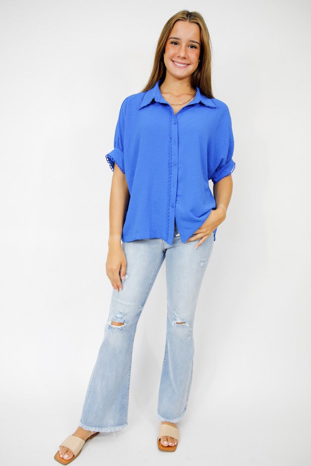 Fresh Flair Scallop Trim Blouse *Final Sale*