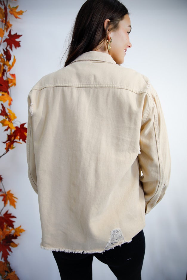Distressed Oversized Denim Shacket