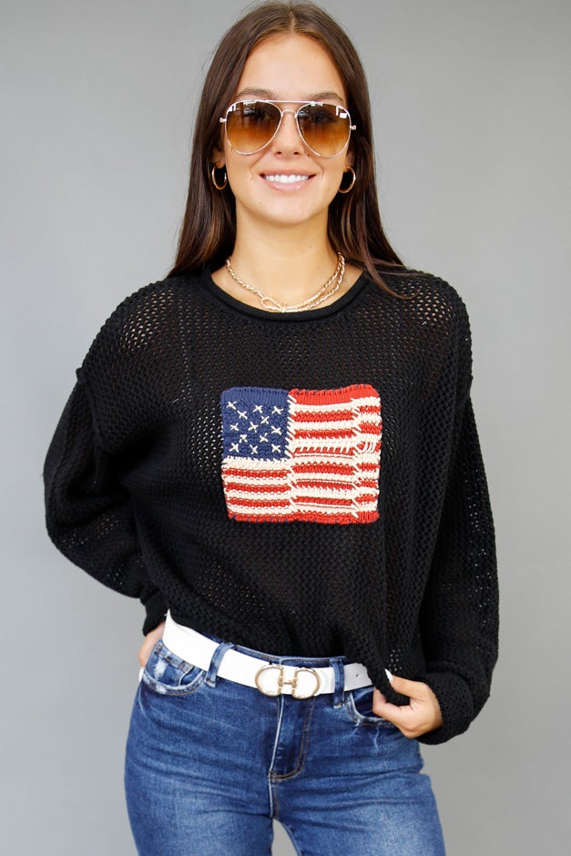 Stars & Stripes Open-Knit Sweater