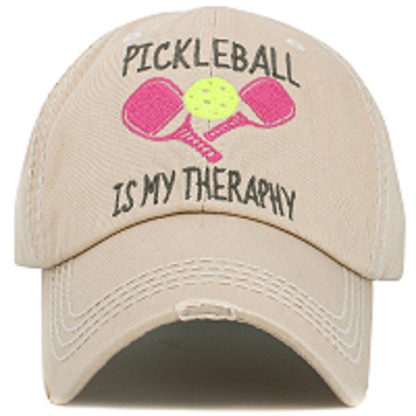 Pickleball Therapy Distressed Baseball Cap