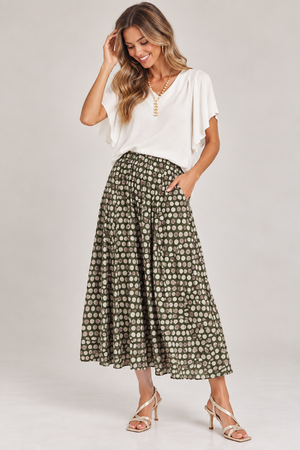 Meadow Walk Polka Dot Maxi Skirt