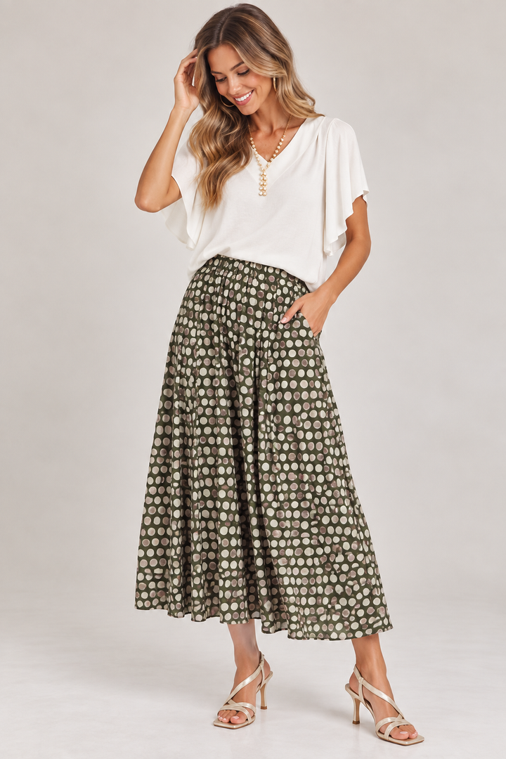Meadow Walk Polka Dot Maxi Skirt