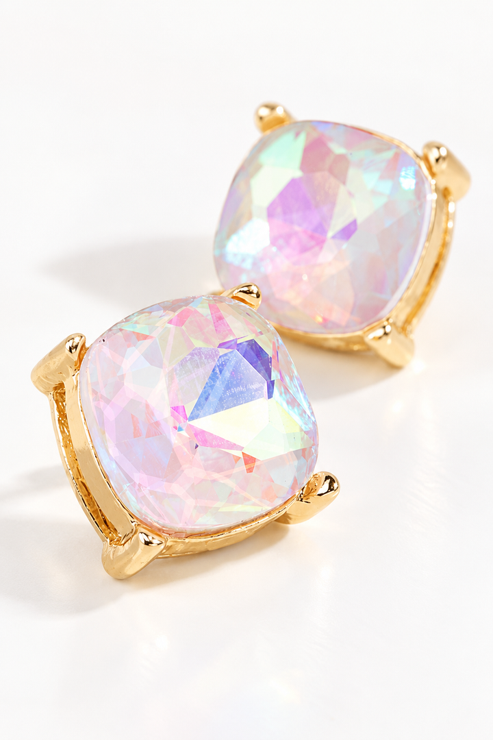 Opal Glow Faceted Stud Earrings
