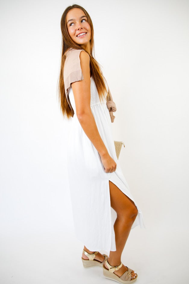 Seaside Sunset Smocked Midi Dress