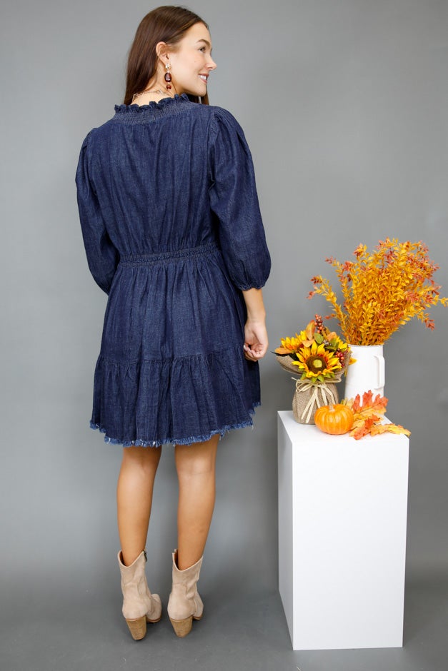 Riviera Ruffle Denim Mini Dress