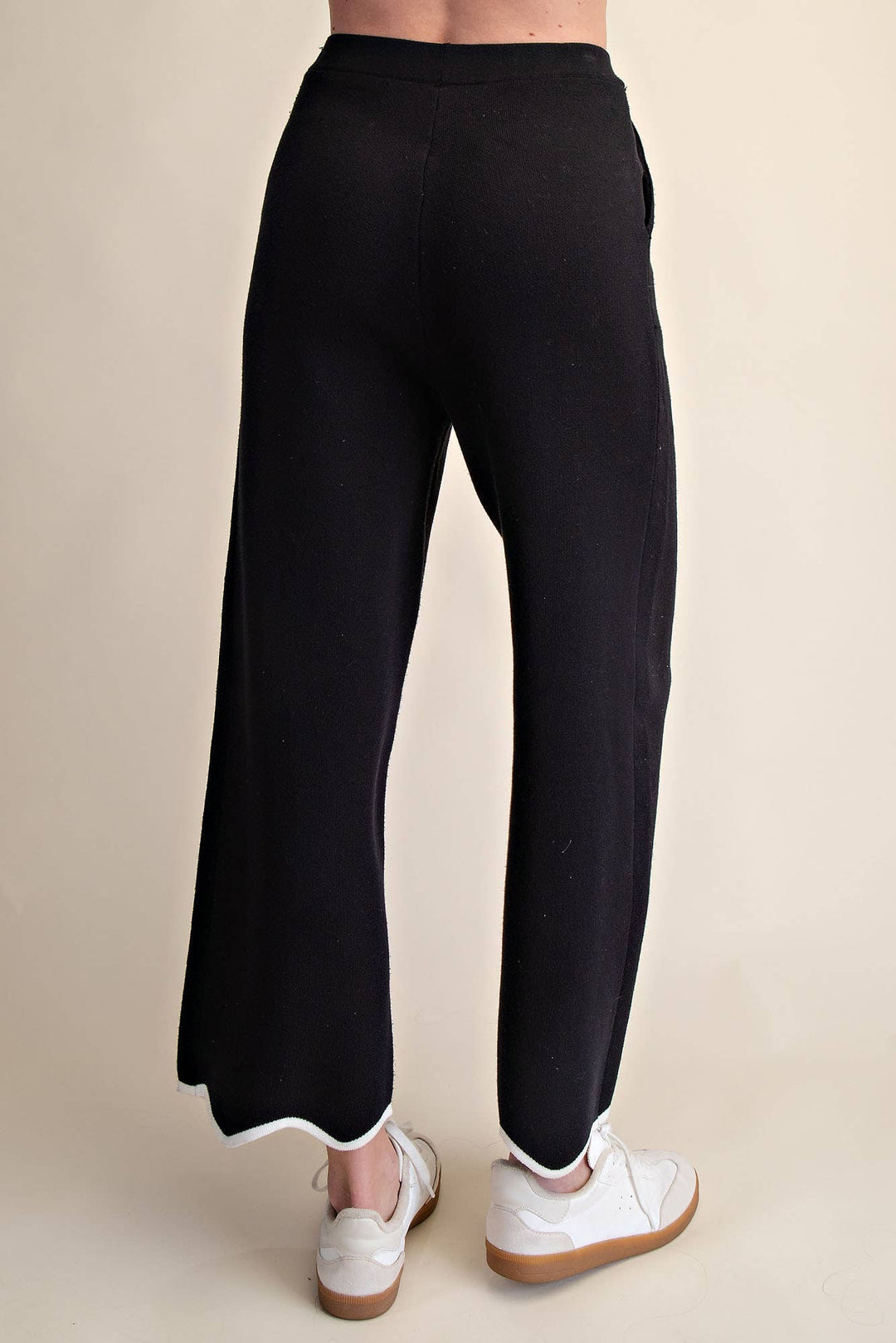 High Waist Elastic Band Scallop Pants