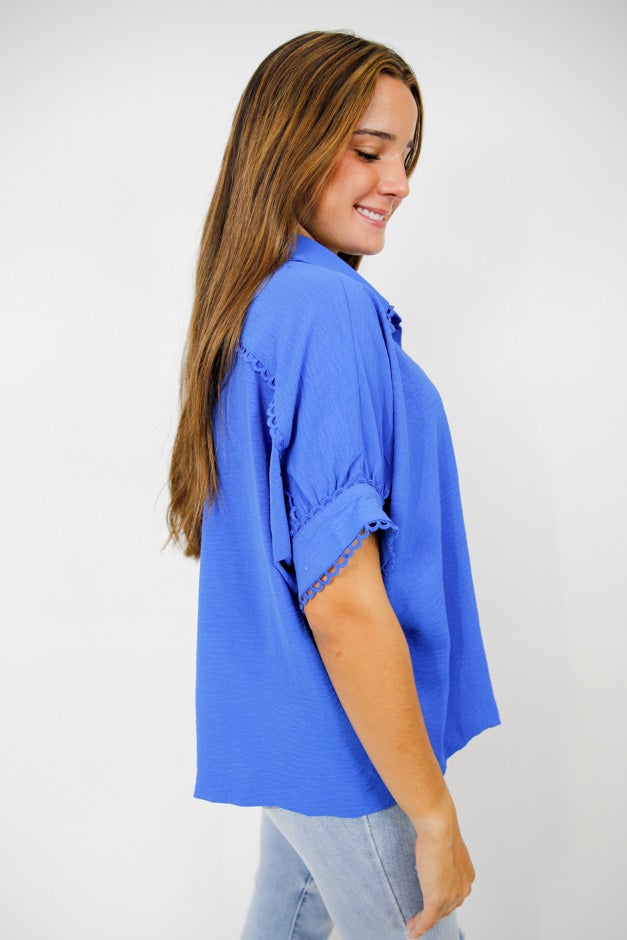 Fresh Flair Scallop Trim Blouse *Final Sale*