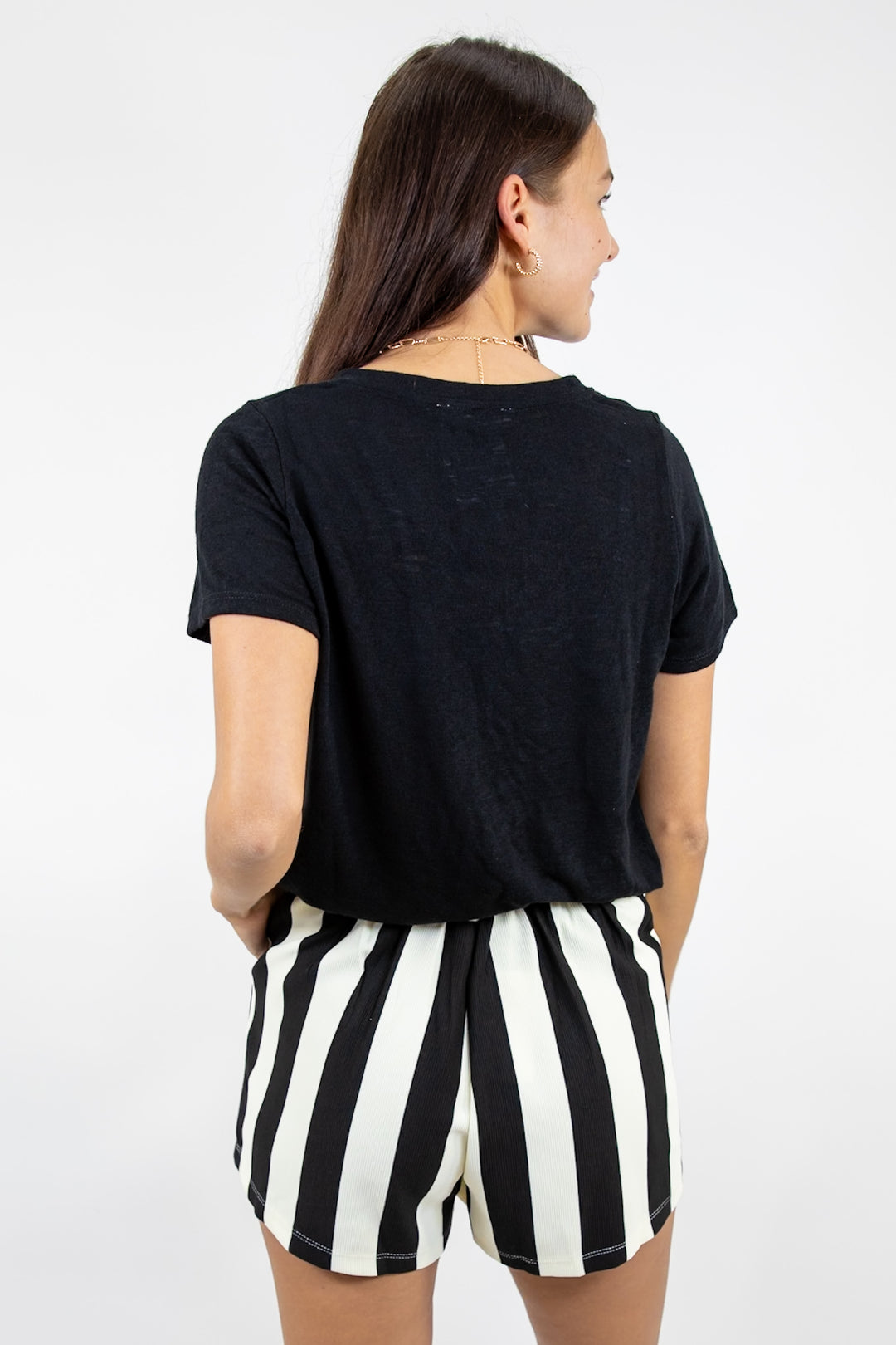 Everyday Hacci V Neck Tee Black