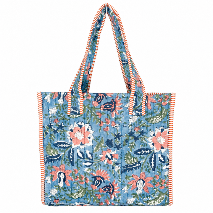 Peach Wildflowers Quilted Mini Tote