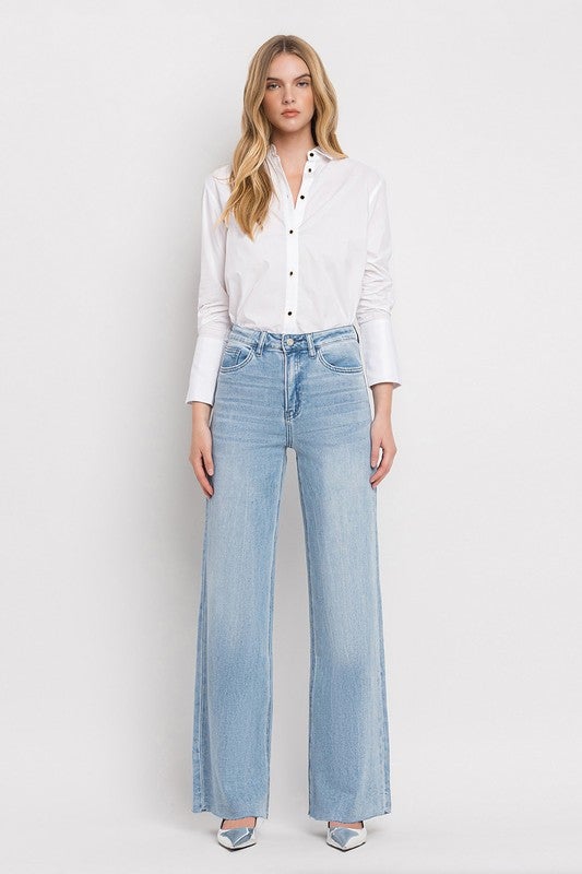 Vervet Skyline Raw Hem Wide Leg Jeans