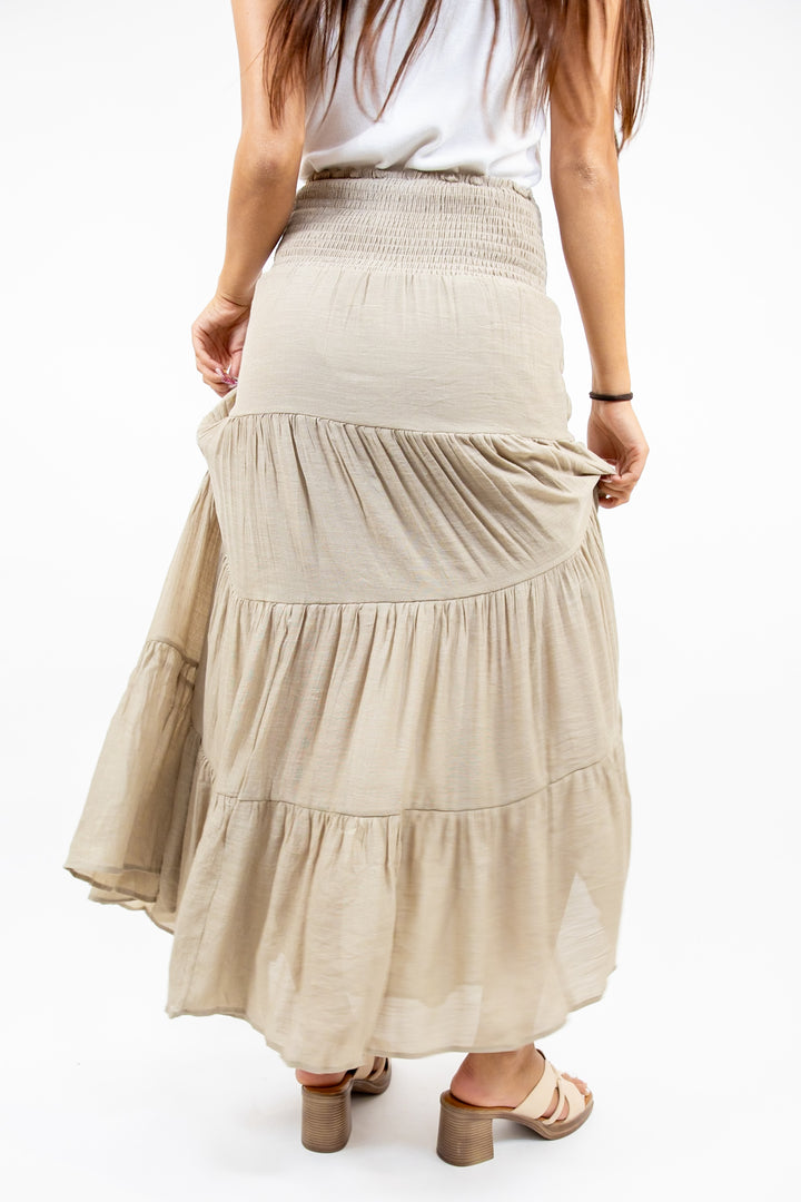 Sandstone Tiered Maxi Skirt