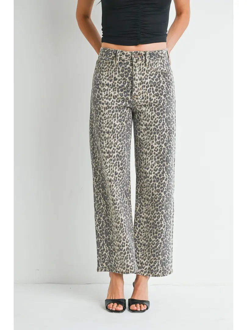 Wild Side Leopard Wide Leg Jeans