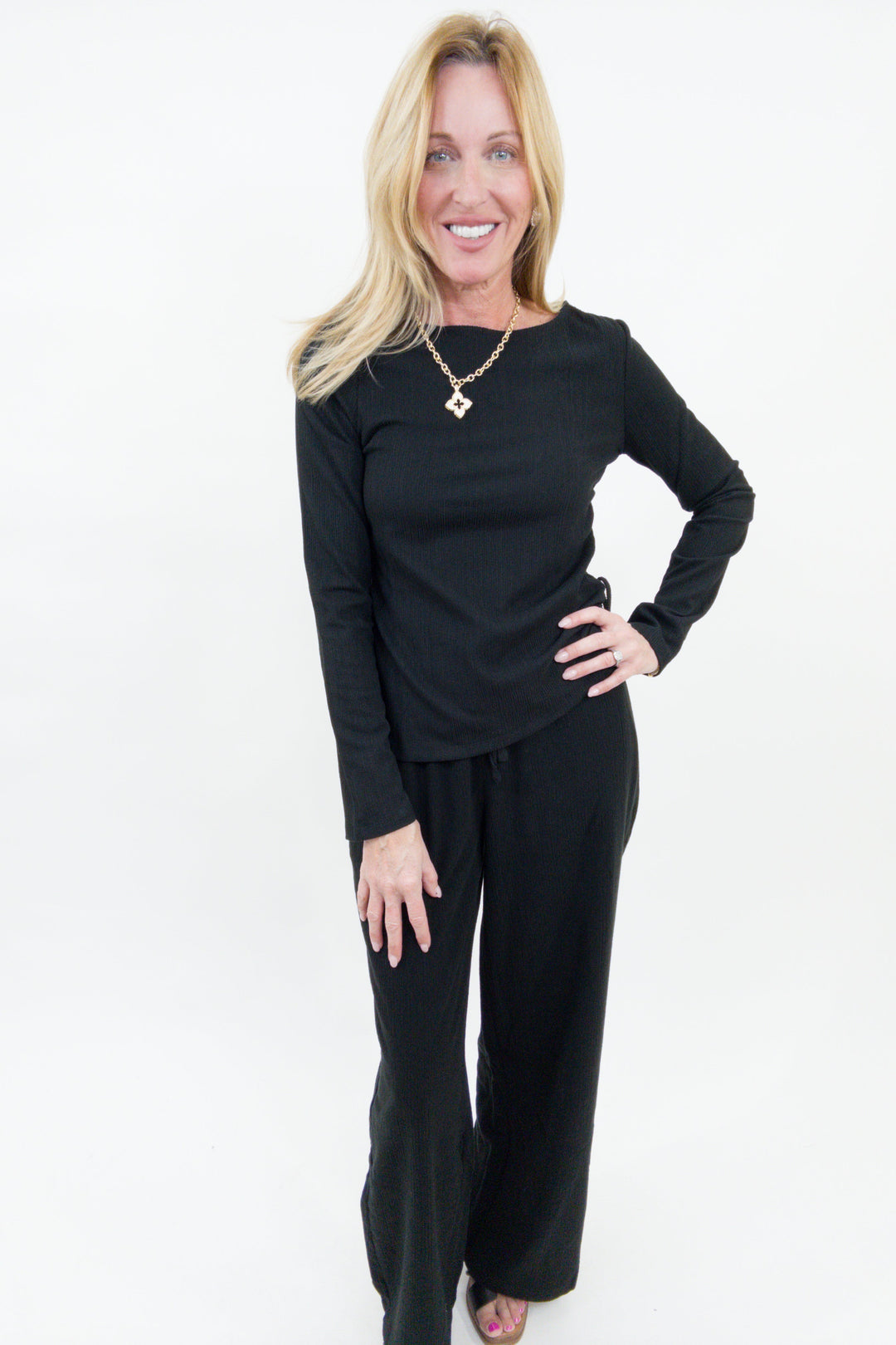 Black Label Ruched Knit Top