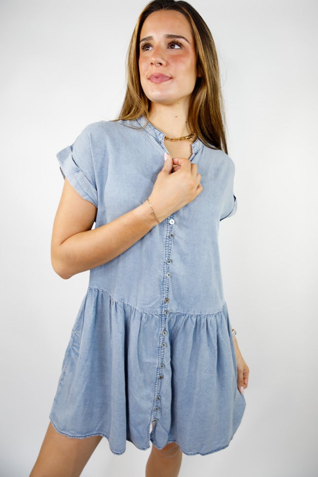 Easy Days Chambray Mini Dress