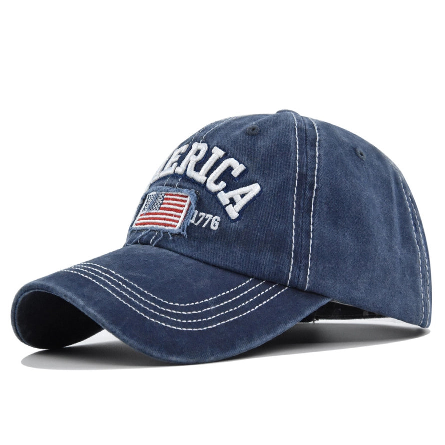 Fourth of July American Flag Embroidery Baseball Cap