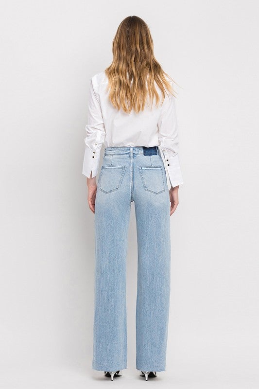 Vervet Skyline Raw Hem Wide Leg Jeans