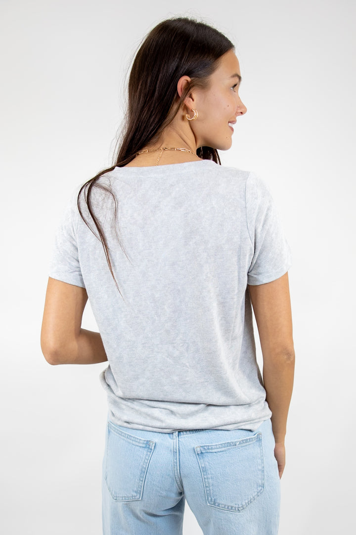 Everyday Hacci V Neck Tee Taupe Grey