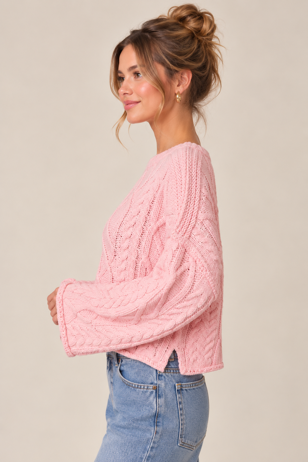 Pretty in Pink Cable Sweater