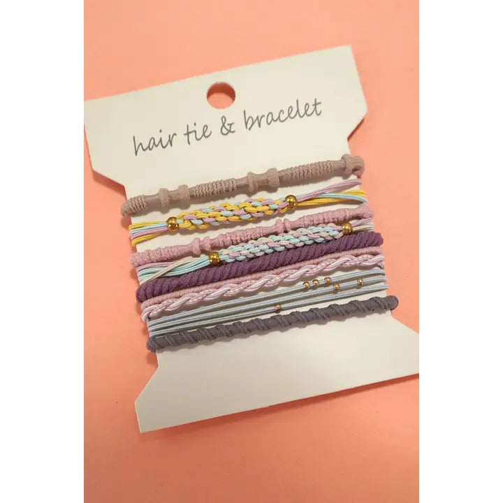 Boho Multi-Style Hair Tie Bracelet Set
