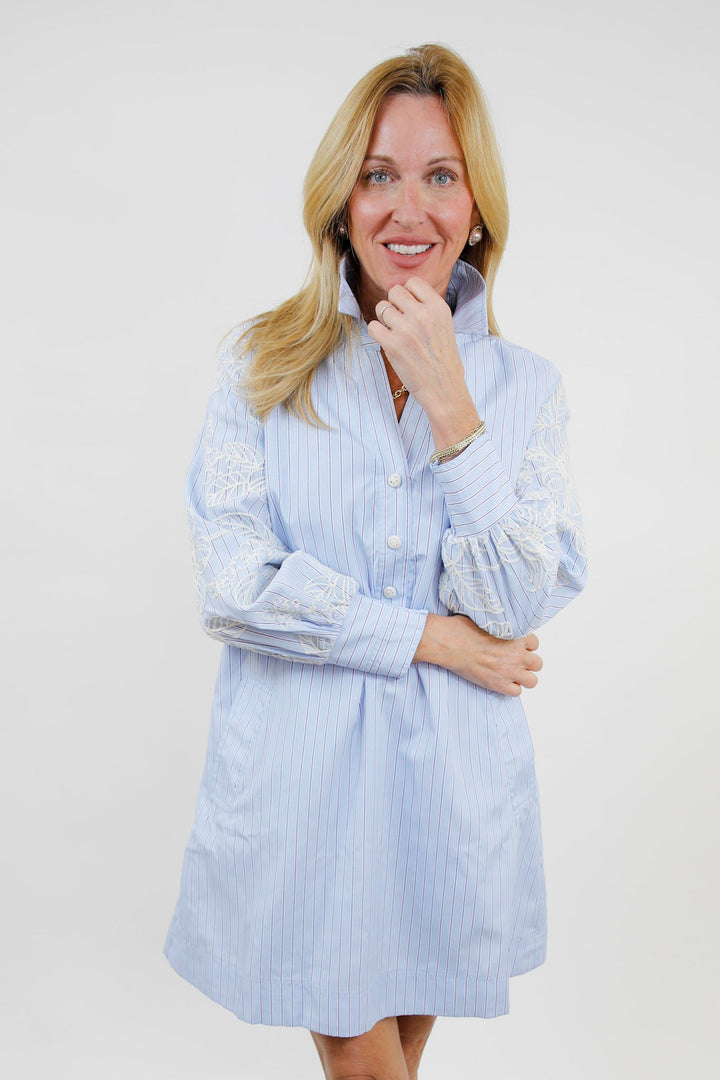 Harborview Embroidered Shirt Dress