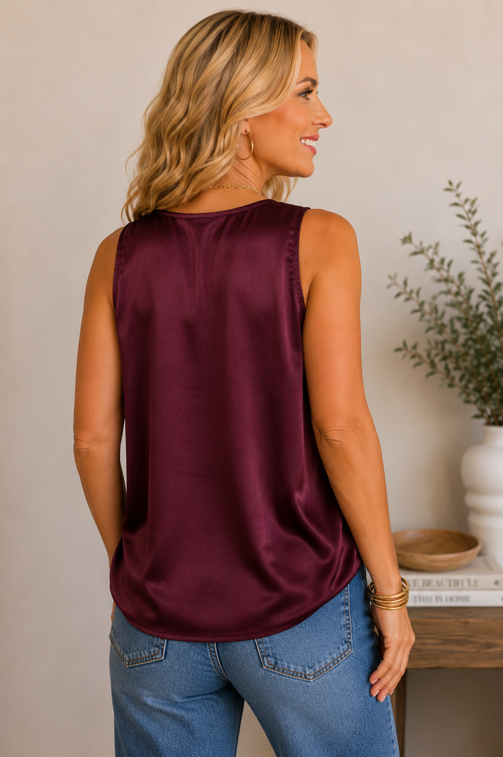 Soft Statement Bubble Hem Satin Top