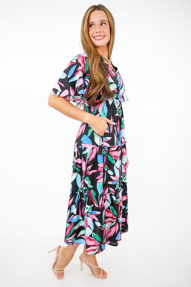 Tropical Mirage Tiered Midi Dress *Final Sale*