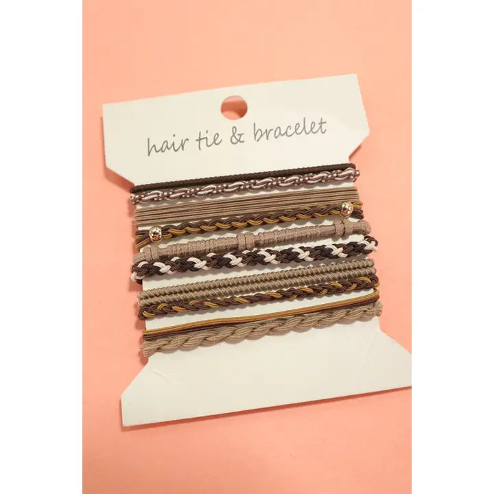 Boho Multi-Style Hair Tie Bracelet Set