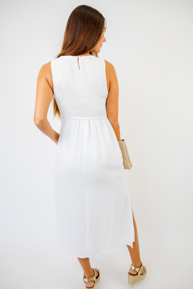 Seaside Sunset Smocked Midi Dress