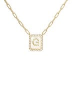 Initial Letter Rectangle Pendant Necklace
