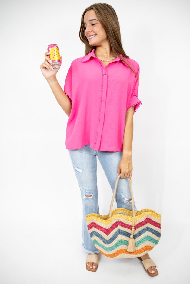 Fresh Flair Scallop Trim Blouse *Final Sale*