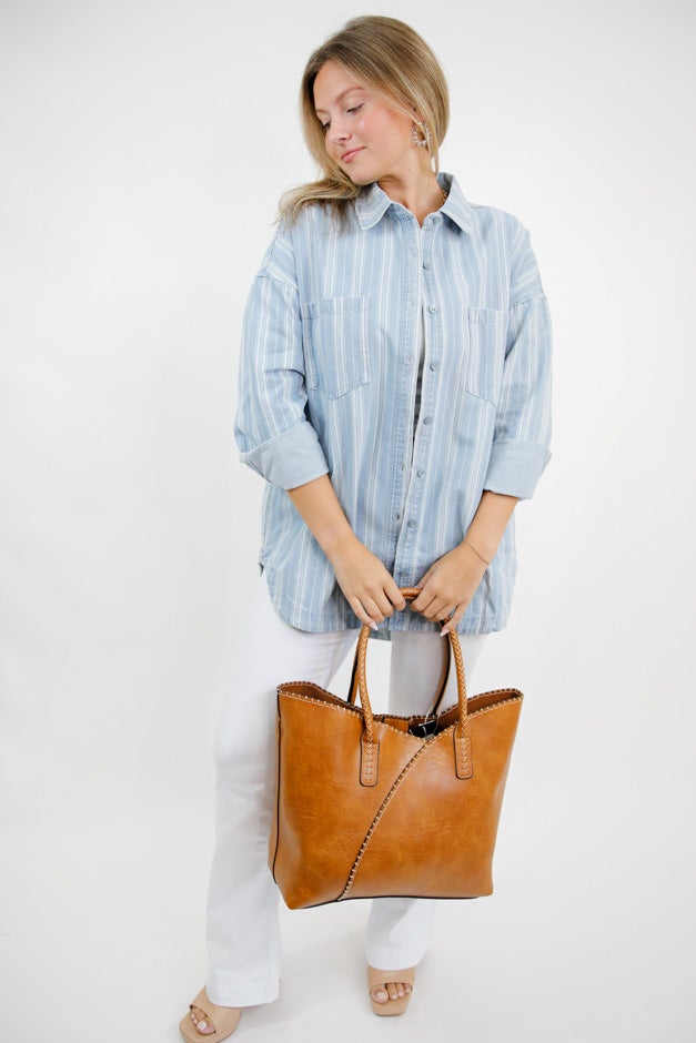 Drift On By Button Down Shacket *Final Sale*