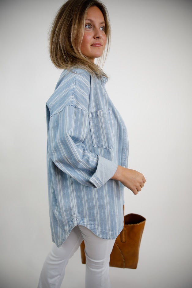 Drift On By Button Down Shacket *Final Sale*