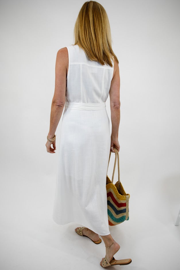 Sleeveless Belted Button-Down Midi Dress *Final Sale*