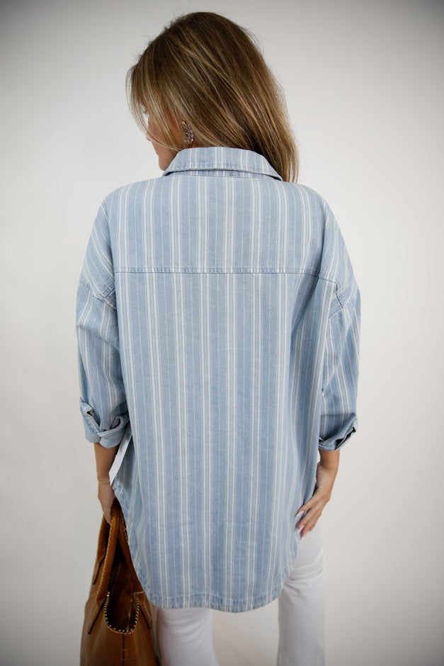 Drift On By Button Down Shacket *Final Sale*