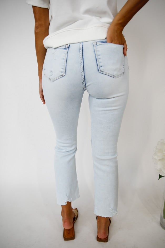 Risen- Sunbleached Distressed Straight Jeans *Final Sale*