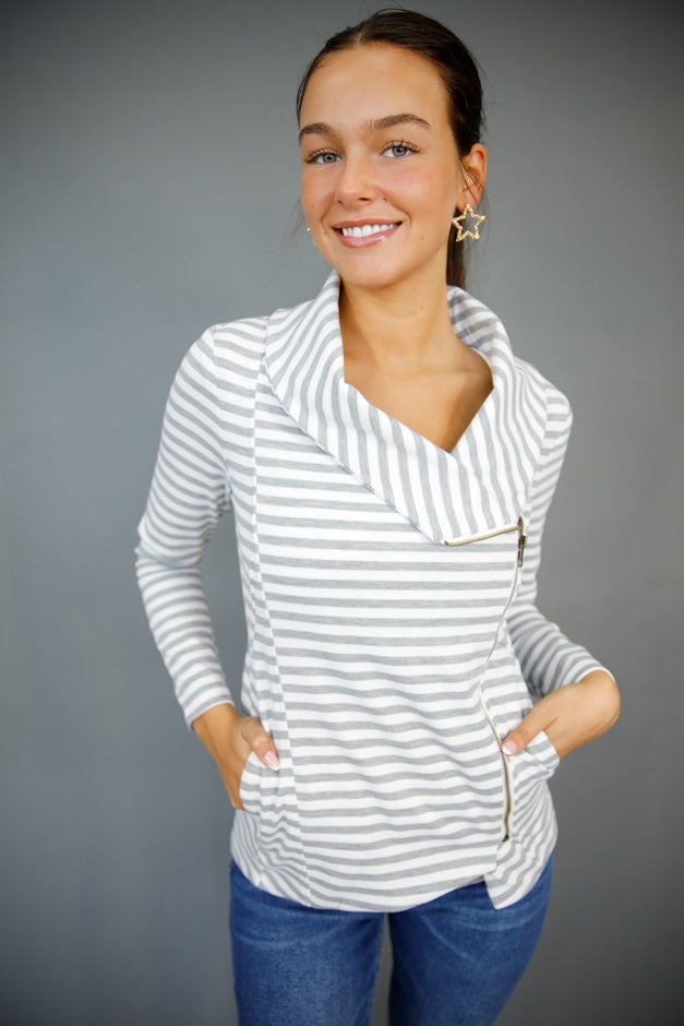 Harbor Stripe Moto Jacket