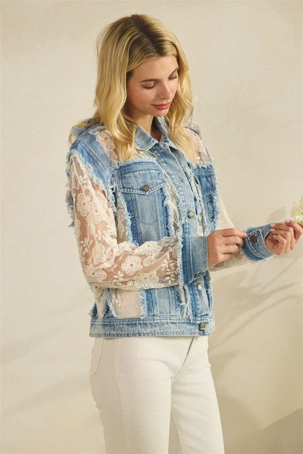 Soft Bloom Denim Jacket
