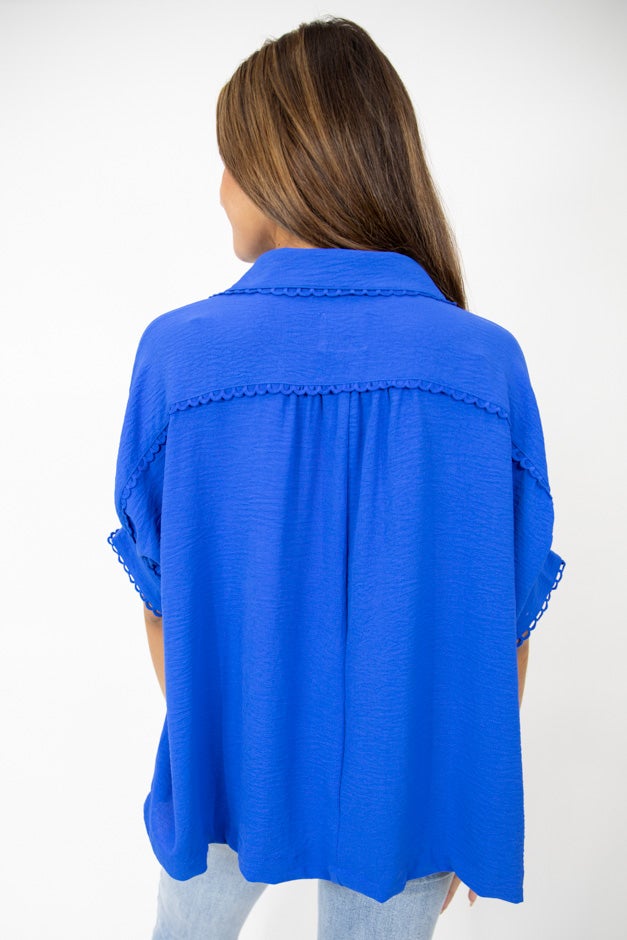 Fresh Flair Scallop Trim Blouse *Final Sale*