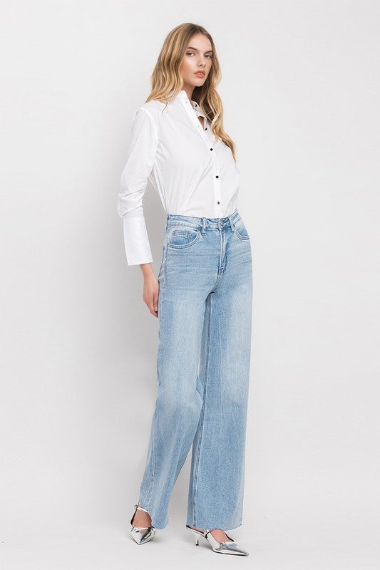 Vervet Skyline Raw Hem Wide Leg Jeans