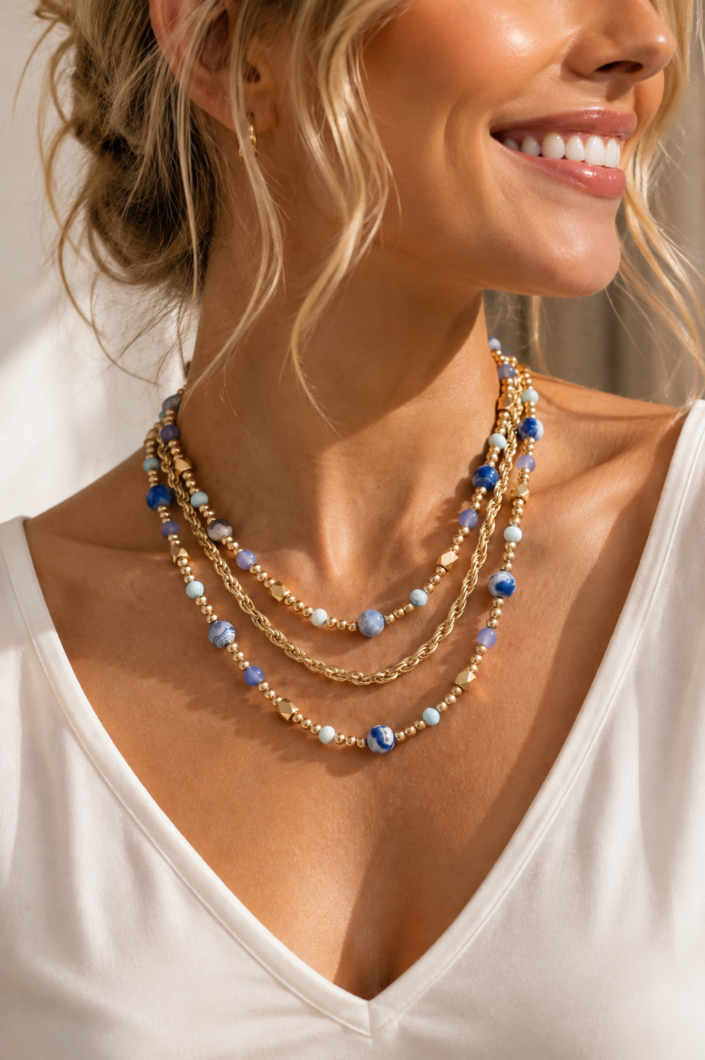 Three Times the Charm Stone Necklace