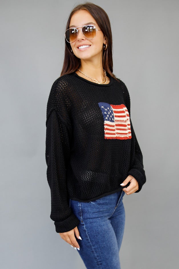 Stars & Stripes Open-Knit Sweater