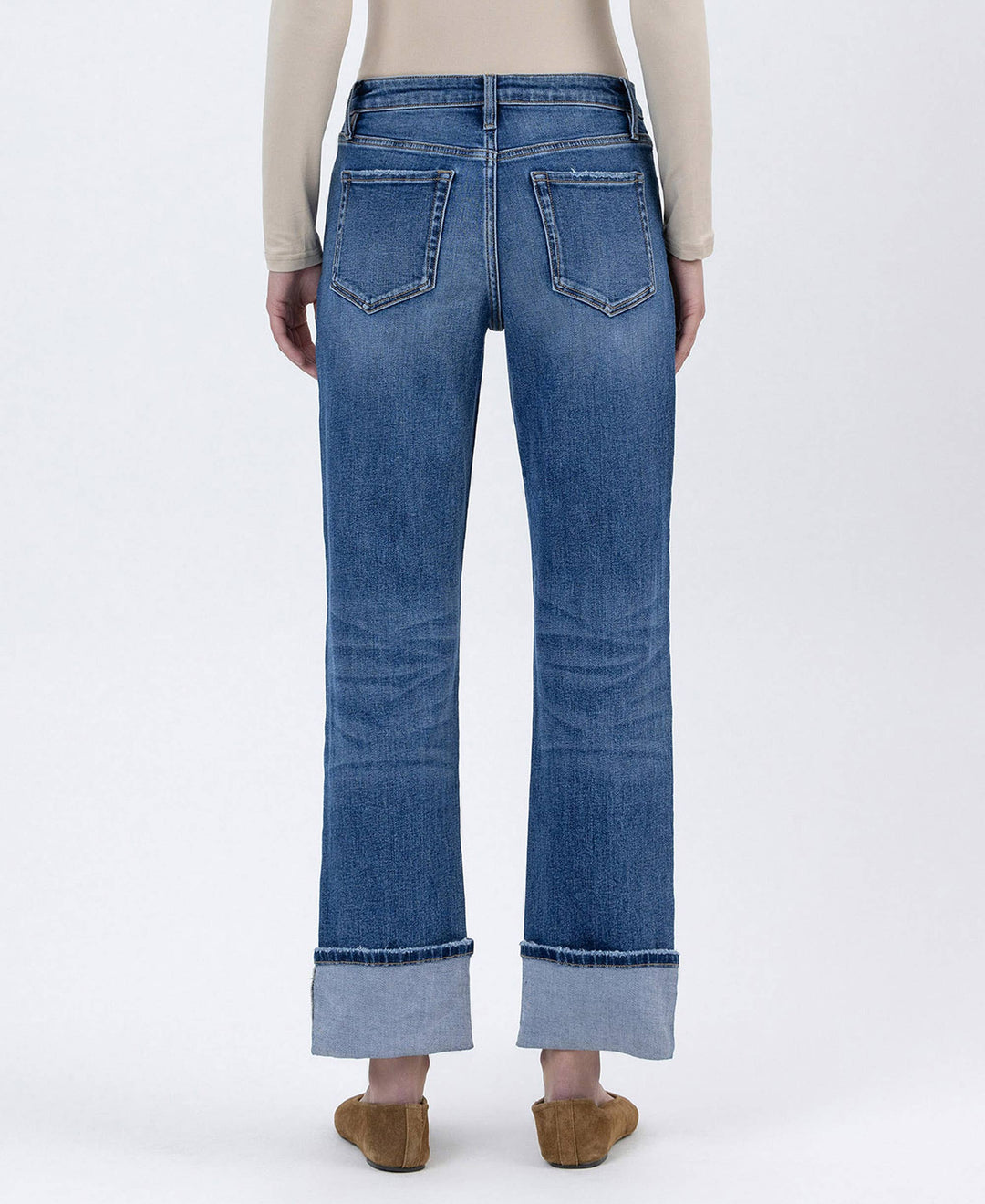 Veveret High Rise Cuffed Ankle Straight Denim